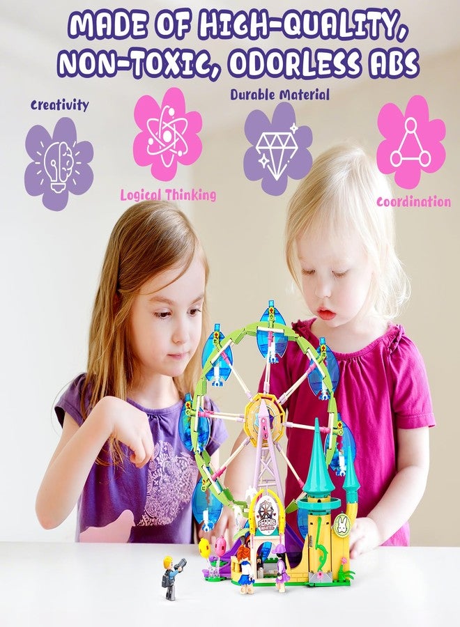 سلوبان مجموعة بناء قلعة عجلة فيريس في مدينة ملاهي سلوبان، مجموعة مكعبات بناء تعليمية STEM، هدية للأولاد والبنات من سن 6 إلى 10 سنوات (قلعة عجلة فيريس) - Image 3